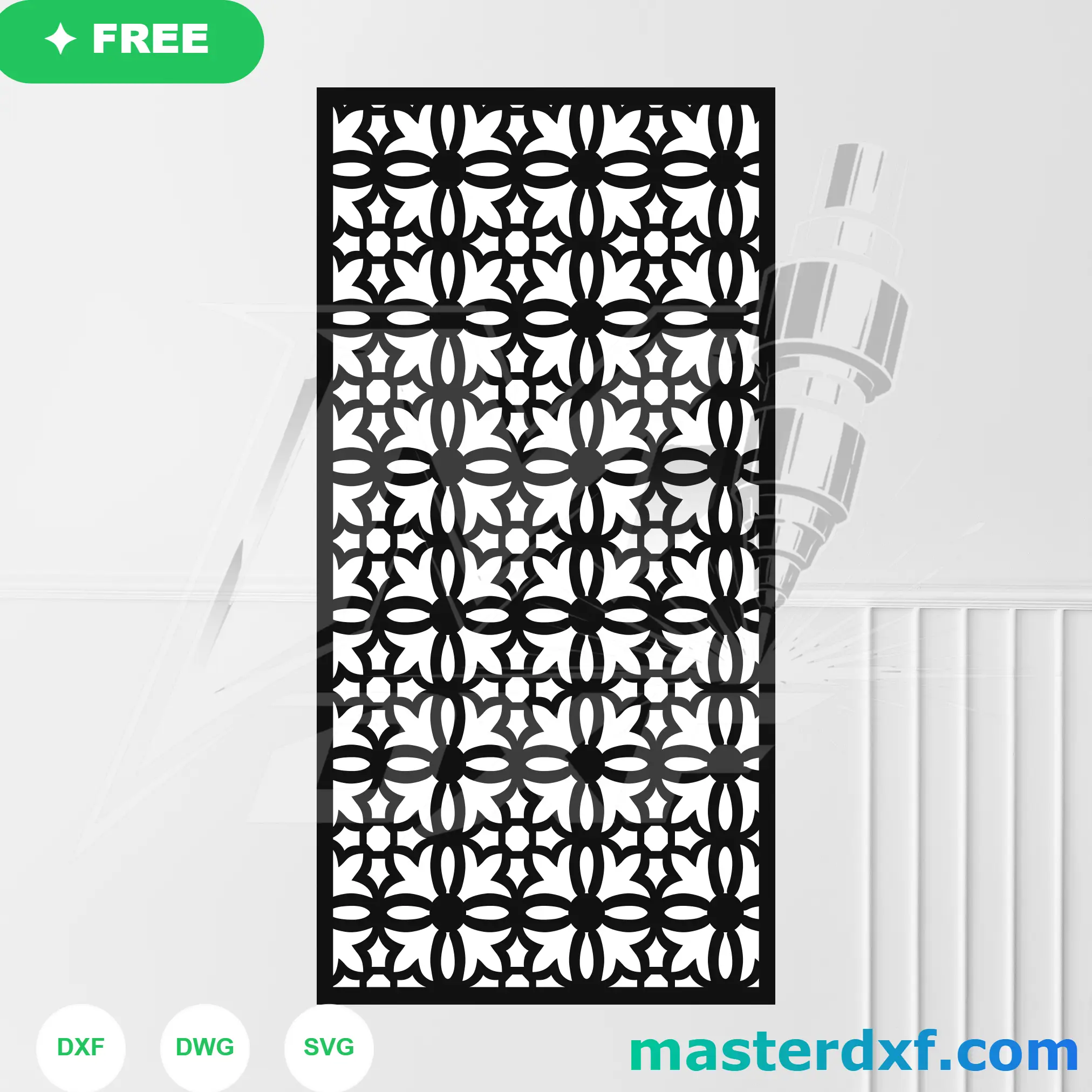 Clover Cross Floral DXF Lattice for Classic Interior Screens DXF File